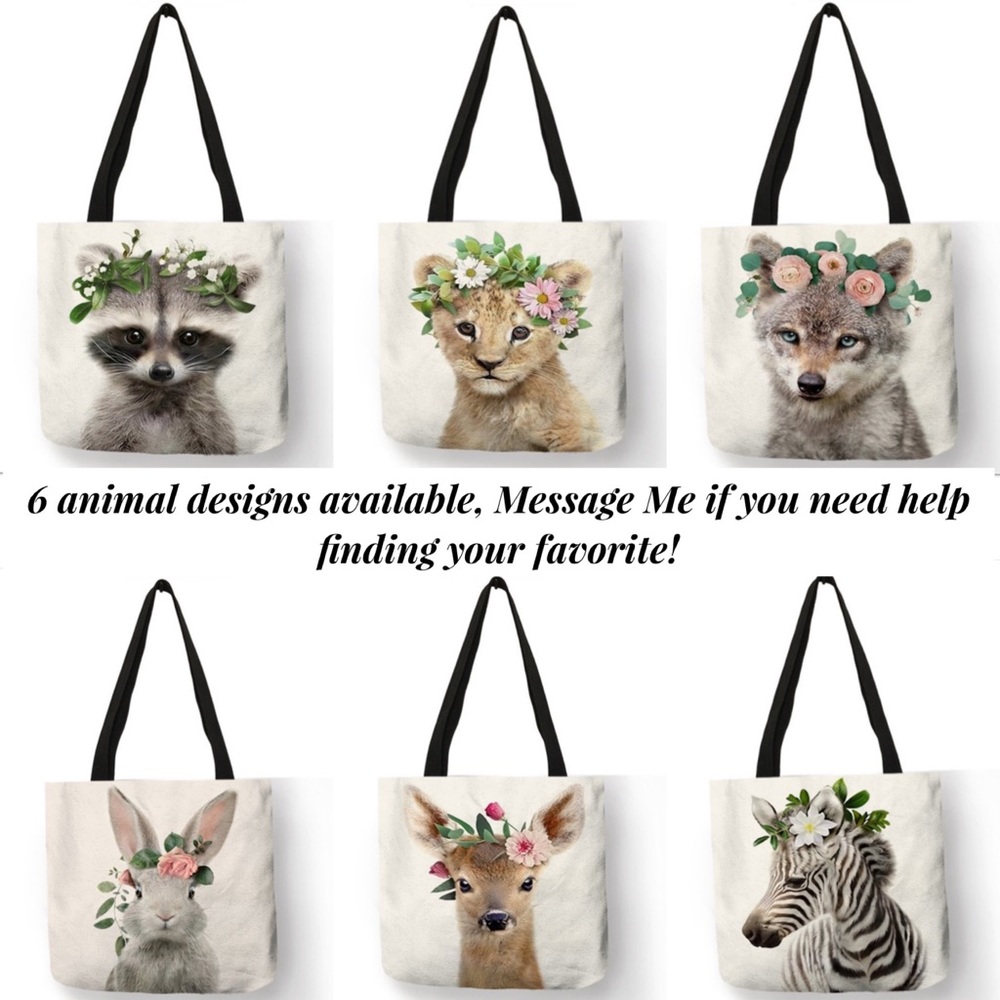 Eco-Friendly Folding Zebra with Flowers Tote Bag - Picture 14 of 15